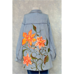 Cămașă oversize cu pictură florală, unicat